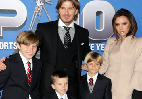 David und Victoria Beckham mit ihren Kindern