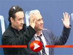 John Cusack und Roland Emmerich beim Fototermin für „2012“