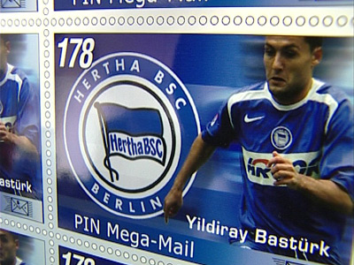 Hertha BSC Briefmarke mit Yildiray Bastürk