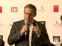 Berlins Regierender Bürgermeister Michael Müller auf der Medienboard-Weihnachts-Party 2015 in Berlin